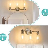 Alaislyc Bathroom Light Fixtures Wall Sconce Light With Clear Glass Chrome 3 Lights Bathroom Lighting Over Mirror Vanity Lights