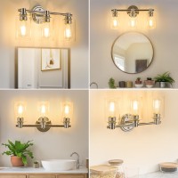 Alaislyc Bathroom Light Fixtures Wall Sconce Light With Clear Glass Chrome 3 Lights Bathroom Lighting Over Mirror Vanity Lights