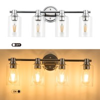 Alaislyc Bathroom Light Fixtures Wall Sconce Light With Clear Glass Chrome 4 Lights Bathroom Lighting Over Mirror Vanity Lights