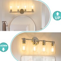 Alaislyc Bathroom Light Fixtures Wall Sconce Light With Clear Glass Chrome 4 Lights Bathroom Lighting Over Mirror Vanity Lights