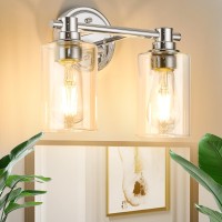 Alaislyc Bathroom Light Fixtures Wall Sconce Light With Clear Glass Chrome 2 Lights Bathroom Lighting Over Mirror Vanity Lights