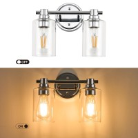 Alaislyc Bathroom Light Fixtures Wall Sconce Light With Clear Glass Chrome 2 Lights Bathroom Lighting Over Mirror Vanity Lights