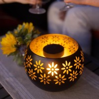 Solar Fire Bowl 8 1Pack Outdoor Waterproof Solar Lanterns Metal Porch Lights With Flickering Flame For Tabletop Patio Ga