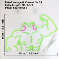 Muscle Frog Neon Light Sign For Wall Decor Funny Strong Frog Led Sign Decoration For Game Room Man Cave Garage Bedroom Anim