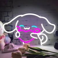 Anime Kawaii Big Ears Dog Neon Sign For Wall Decor Cute Cartoon Led Night Sign For Girl Bedroom Game Room Japanese Kawaii Wall