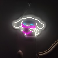 Anime Kawaii Big Ears Dog Neon Sign For Wall Decor Cute Cartoon Led Night Sign For Girl Bedroom Game Room Japanese Kawaii Wall