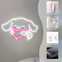 Anime Kawaii Big Ears Dog Neon Sign For Wall Decor Cute Cartoon Led Night Sign For Girl Bedroom Game Room Japanese Kawaii Wall