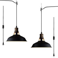 Claxy Plug In Pendant Lights Adjustable Hanging Pendant Light Fixture With Black Barn Onoff Switch Swag Pendant Lamp Set Of 2