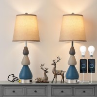 Workluurop Modern Ceramics Table Lamps 26 Bedside Lamps Set Of 2 With Usb Ac Ports 3Way Dimmable Bedroom Lamps For Nightsta