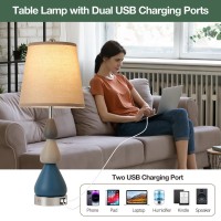 Workluurop Modern Ceramics Table Lamps 26 Bedside Lamps Set Of 2 With Usb Ac Ports 3Way Dimmable Bedroom Lamps For Nightsta