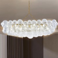 Beypan Luxury Swirled Bubble Glass Chandeliers Clear Ribbed Blown Glass Globe Chandelier 51 L X 26 W X 22 H Hanging Pendan