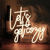 Lets Get Cozy Neon Signs Wall Decor Warm White Led Signs Usb Powered Living Room Decor Game Room Decor For Adult Boys Girl