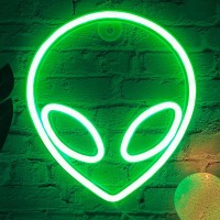 Vifulin Alien Neon Sign Green Alien Light Alien Neon Lights Alien Led Sign Alien Head Lamp Gifts Usbbattery Operated Neon Sign