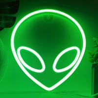 Vifulin Alien Neon Sign Green Alien Light Alien Neon Lights Alien Led Sign Alien Head Lamp Gifts Usbbattery Operated Neon Sign