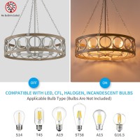 Xingqi 8Light Modern Chandelier Large Round Drum Chandeliers For Dining Room 323 Rustic Pendant Brushed Nickel Light Fixture