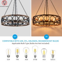 Xingqi 8 Lights Modern Farmhouse Chandelier Black 323 Large Drum Light Fixture Rustic Pendant Lighting For Living Room Dining