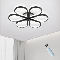 Leniure Modern Led Ceiling Light, 72W Dimmable Flush Mount Ceiling Lamp, 24 Inch Remote Crontrol Ceiling Light Fixture For Living Room, Dining Room, Bedroom (6-Head/Black)