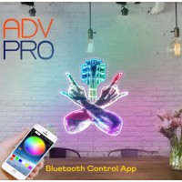 Advpro Guitar Rock N Roll Hand Rock Pop Rgb Dynamic Glam Led Sign - Cut-To-Edge Shape - Smart 3D Wall Decoration - Multicolor Dynamic Lighting St06S66-Fnd-I0025-C