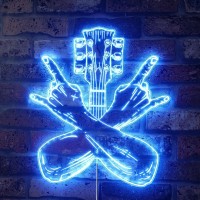 Advpro Guitar Rock N Roll Hand Rock Pop Rgb Dynamic Glam Led Sign - Cut-To-Edge Shape - Smart 3D Wall Decoration - Multicolor Dynamic Lighting St06S66-Fnd-I0025-C