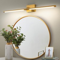 Faziyo Dimmable Gold Vanity Light For Bathroom 180 Rotatable Bath Lighting Fixtures Over Mirror 40 Inch Modern 4000K Bathroom Sc