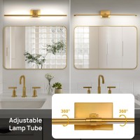 Faziyo Dimmable Gold Vanity Light For Bathroom 180 Rotatable Bath Lighting Fixtures Over Mirror 40 Inch Modern 4000K Bathroom Sc