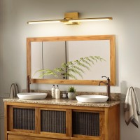 Faziyo Dimmable Gold Vanity Light For Bathroom 180 Rotatable Bath Lighting Fixtures Over Mirror 40 Inch Modern 4000K Bathroom Sc