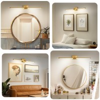 Faziyo Dimmable Gold Vanity Light For Bathroom 180 Rotatable Bath Lighting Fixtures Over Mirror 40 Inch Modern 4000K Bathroom Sc