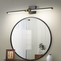 Faziyo Dimmable Black Gold Vanity Light For Bathroom 360 Rotatable Bath Lighting Fixtures Over Mirror 30 Inch Modern 4000K Bathr