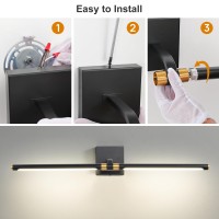 Faziyo Dimmable Black Gold Vanity Light For Bathroom 360 Rotatable Bath Lighting Fixtures Over Mirror 30 Inch Modern 4000K Bathr