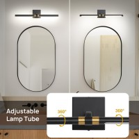 Faziyo Bathroom Light Fixture 360 Rotatable Lighting Fixtures 24 Inch Dimmable Modern 4000K Bathroom Sconces Wall Lighting Black