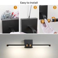 Faziyo Bathroom Light Fixture 360 Rotatable Lighting Fixtures 24 Inch Dimmable Modern 4000K Bathroom Sconces Wall Lighting Black