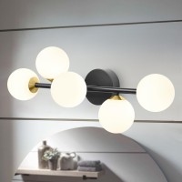 Bathroom Vanity Lights 5Light Black And Gold Led Bathroom Light Fixtures Mid Century Modern Dimmable Led Bathroom Lights Ceil