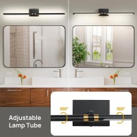 Faziyo Dimmable Black Gold Vanity Light For Bathroom 180 Rotatable Bath Lighting Fixtures Over Mirror 40 Inch Modern 4000K Bathr