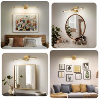 Faziyo Gold Vanity Light For Bathroom 360 Rotatable Lighting Fixtures 24 Inch Dimmable Modern 4000K Bathroom Sconces Over Mirror