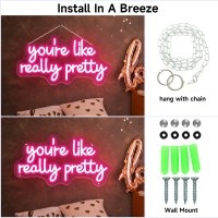 Youre Like Really Pretty Neon Sign Pink Neon Lights For Bedroom Dimmable Led Neon Signs For Wall Decor Party 16 X 8 Inch