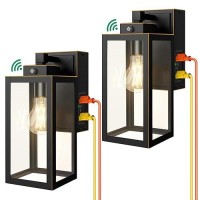 Lamomo Porch Lights Outdoor With Outlet 2 Pack Dusk To Dawn Exterior Light Fixture Antirust Waterproof Black And Gold Wall La