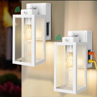 Lamomo Porch Lights Outdoor With Outlet 2 Pack Dusk To Dawn Exterior Light Fixture Antirust Waterproof White Wall Lantern Ou