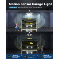 Toberich Motion Sensor Garage Light Ultra Bright 200W 20000Lm Motion Shop Light W 3 Switch Modes 6500K Daylight Dusk To Dawn