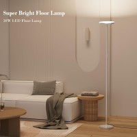 Ohlux Gray Floor Lamp 32W2500Lm Super Bright Dimmable Sky Led Modern Torchiere Standing Lamp Led Floor Reading Lamp With 4 Co