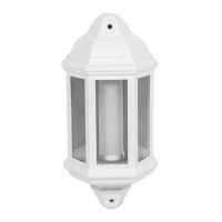 Greenbrook Outdoor Wall Half Lantern, White, Classic Style, Exterior Lighting, Wall Mounted, Led