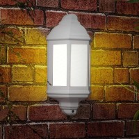 Greenbrook Outdoor Wall Half Lantern, White, Classic Style, Exterior Lighting, Wall Mounted, Led