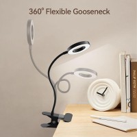 Garmese Led Desk Lamp Clip On Light With 3 Color Modes 10 Brightness Ringclamp Light 360 Flexible Gooseneck Dimmable Eye Protec