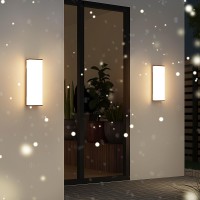 Aoceley 2-Pack 15.7 Inches Outdoor Led Wall Light,3000K Exterior Wall Mount Light Fixture,Ip65 Waterproof Modern Wall Sconces With Acrylic Lampshade,Led Wall Lamp For Porch,Garage,Front Door(Black)