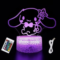 Znxfcc Cinnamoroll 16 Colors Night Light 3D Illusion Table Lamp With Touch Remote Control Acrylic Led Lamp Anime Led Light Des