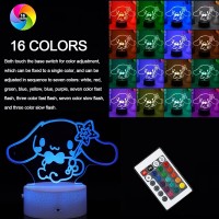 Znxfcc Cinnamoroll 16 Colors Night Light 3D Illusion Table Lamp With Touch Remote Control Acrylic Led Lamp Anime Led Light Des