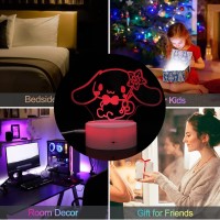 Znxfcc Cinnamoroll 16 Colors Night Light 3D Illusion Table Lamp With Touch Remote Control Acrylic Led Lamp Anime Led Light Des