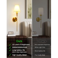 Doresshop Battery Operated Wall Sconce Set Of 2 Wall Light Wireless Easy To Install Remote Control Dimmable And Adjustable Sco