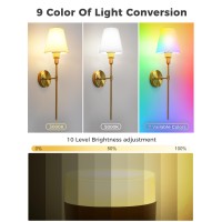 Doresshop Battery Operated Wall Sconce Set Of 2 Wall Light Wireless Easy To Install Remote Control Dimmable And Adjustable Sco