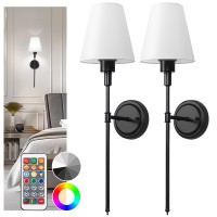 Doresshop Battery Operated Wall Sconce Set Of Two Balck Wall Sconces With Dimmable And Adjustable Bulb Remote Control Easy To