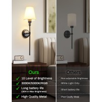 Doresshop Battery Operated Wall Sconce Set Of Two Balck Wall Sconces With Dimmable And Adjustable Bulb Remote Control Easy To